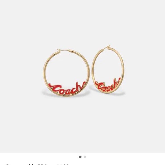 ❤️COACH EARRINGS ❤️ HOOP EARRINGS. RED ENAM NIP retail $118 - Picture 4 of 5